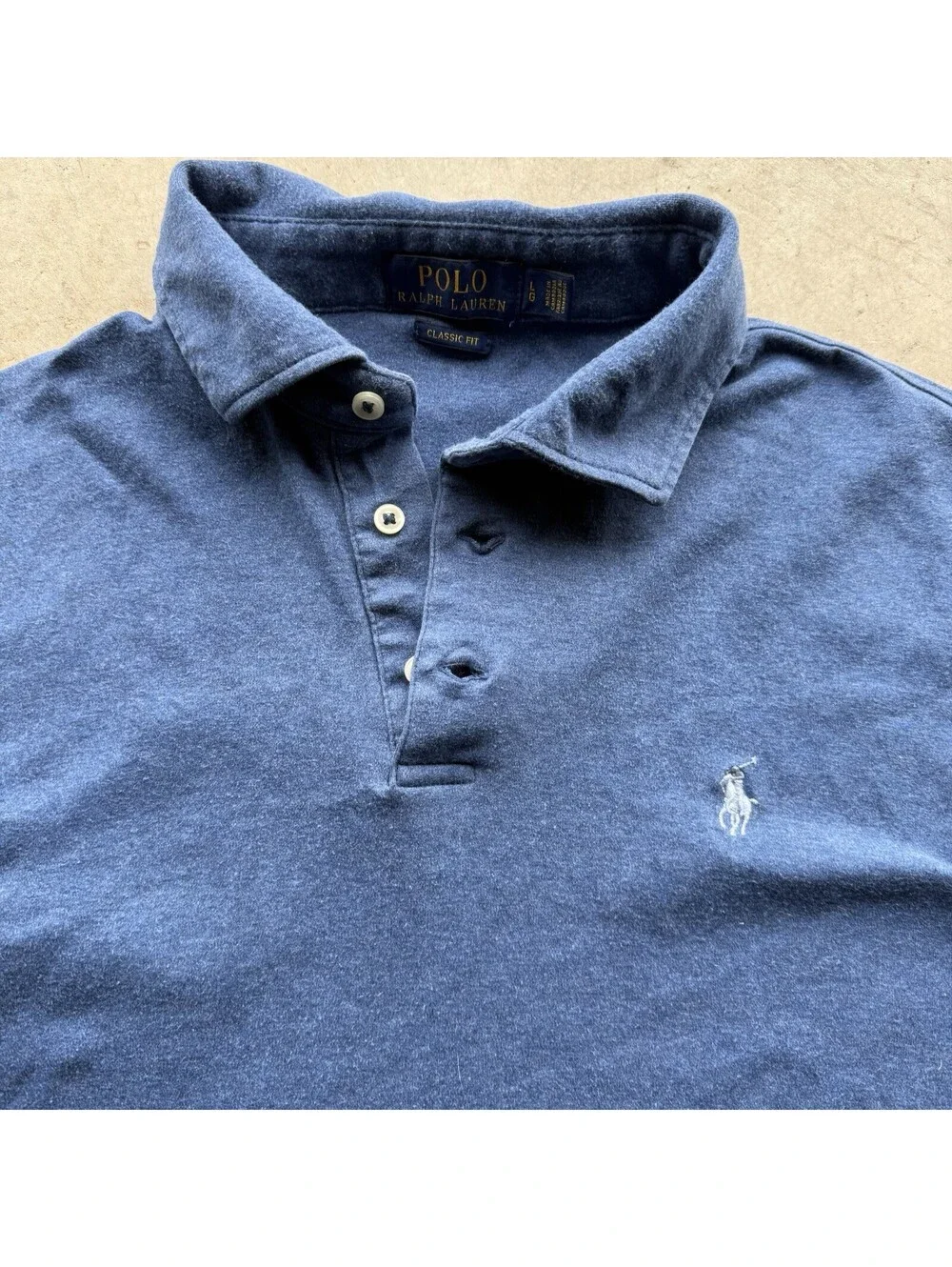 Polo Ralph Lauren Shirt Mens L Classic Fit Short Sleeve Blue Pony